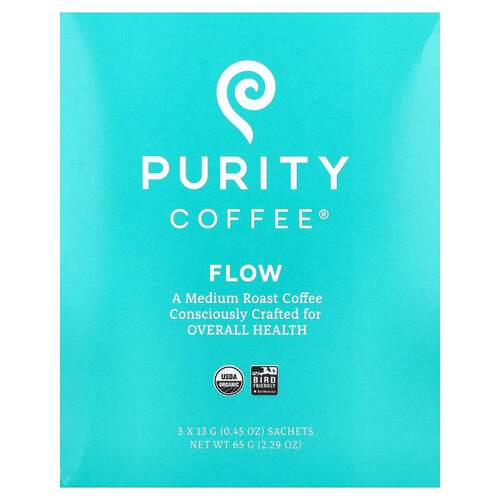 Purity Coffee,Flow，袋装，中度烘焙，5 袋，每袋 0.45 盎司（13