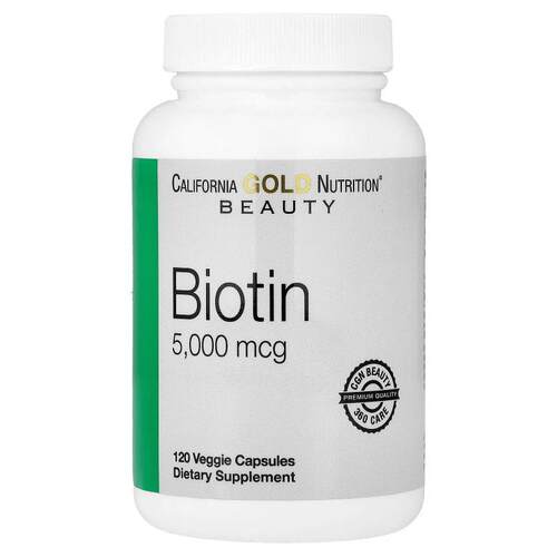 California Gold Nutrition,生物素，5,000 微克，120 粒素食胶囊