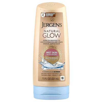 Jergens,自然之光，补水乳液，适合白皙至中等肤色，7.5 液量盎司