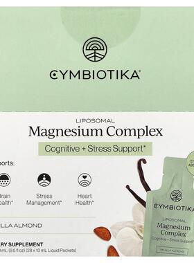 Cymbiotika,脂质体镁复合物，香草巴旦木味，28 袋液体包装，每袋
