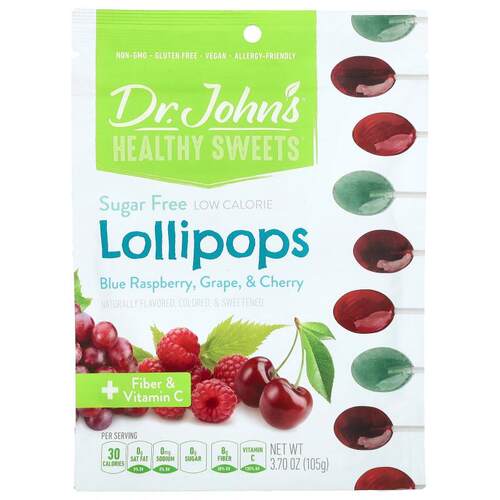 Dr. John's Healthy Sweets,棒棒糖，含纤维和维生素 C