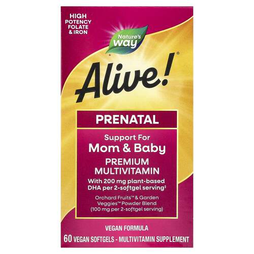 然萃维,Alive!® 产前优质多维生素，浆果味，60 粒全素软胶囊
