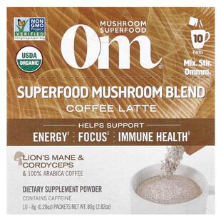 Om Mushrooms,SuperFood 蘑菇混合物，咖啡拿铁，10 包