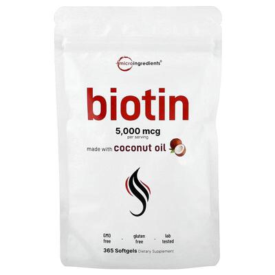 Micro Ingredients,生物维生素，5000 微克，365 粒软胶囊