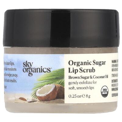 Sky Organics,有机糖唇部磨砂膏，红糖和椰子油
