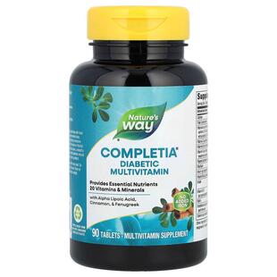 然萃维,Completia®,Diabetic完整复合维生素,无铁,90 片