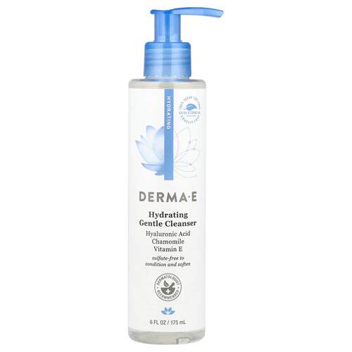 DERMA E,保湿温和洁面乳透明质酸，6 液量盎司（175 毫升）