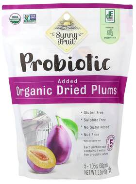 Sunny Fruit,Organic Dried Plums With Added Probiotics, 5 Pac