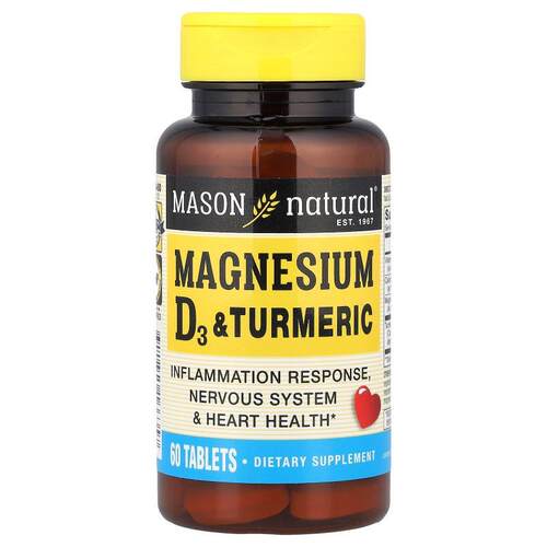 Mason Natural,镁、维生素 D3 和姜黄