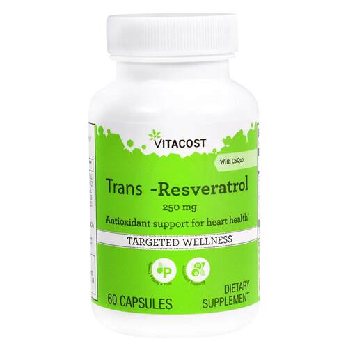 Vitacost,Trans-Resveratrol with CoQ10, 60 Capsules