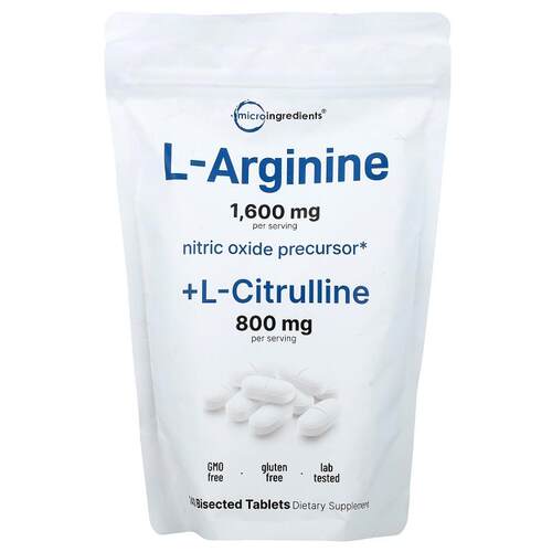 Micro Ingredients,L-精氨酸 + L-瓜氨酸，240 片刻痕片剂