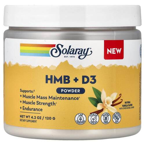 Solaray,HMB + D3 Powder, Natural Vanilla, 4.2 oz (120 g)