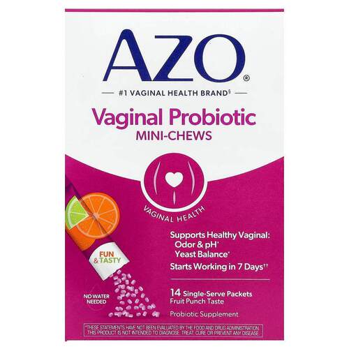 AZO,Vaginal Probiotic Mini Chews, Fruit Punch, 14 Single-Ser