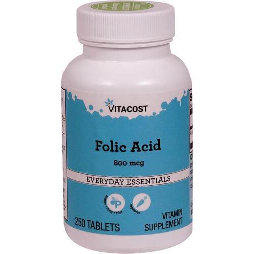 Vitacost,Folic Acid, 800 mcg, 250 Tablets