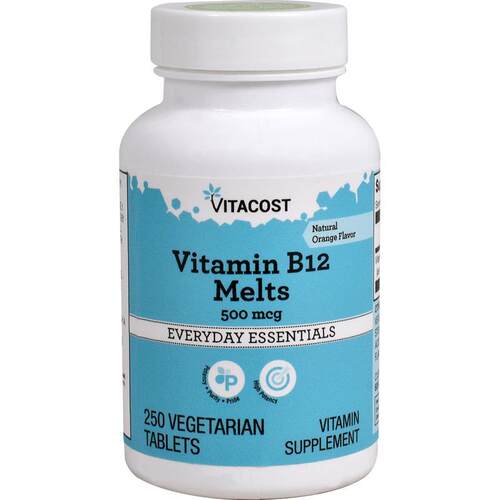 Vitacost,Vitamin B12 Melts, Natural Orange, 500 mcg, 250 Veg