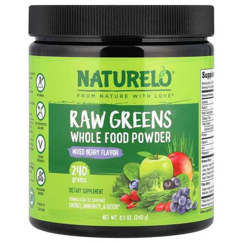 NATURELO,未加工绿色全食粉，什锦浆果味，8.5 盎司（240 克）