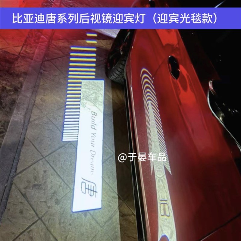 比亚迪汉后视镜迎宾照地灯 天使之翼后视镜迎宾灯 迎宾光毯照地灯