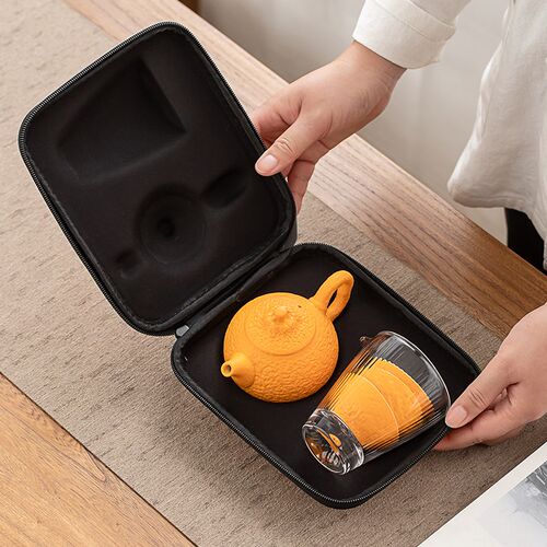 丑橘旅行茶具套装创意大桔大利功夫泡茶器一壶四杯随身便携收纳包