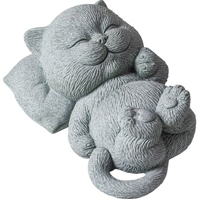 可爱治愈系小猫咪高枕无忧茶宠摆件禅意萌猫鱼缸造景书房镇纸装饰