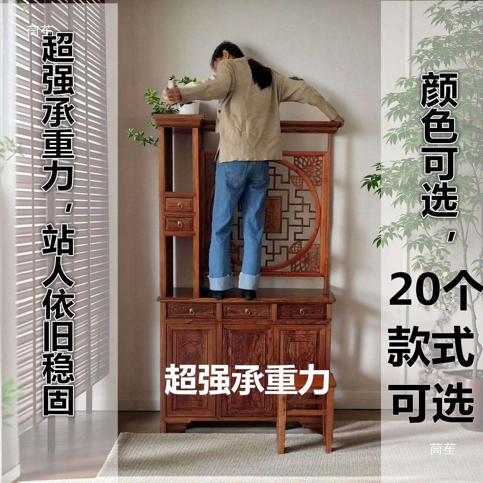 玄关柜屏风入户正对门隔断实木新中式客厅进门雕花插屏双面门厅柜