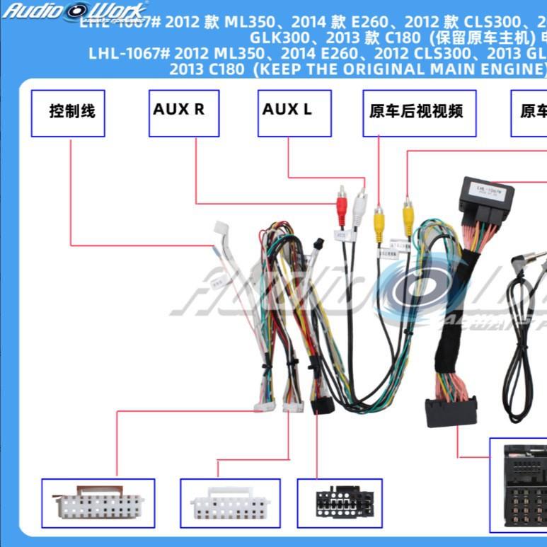 LHL-1067#导航线材 安卓中控大屏电源线适用2012款ML350 14款E260