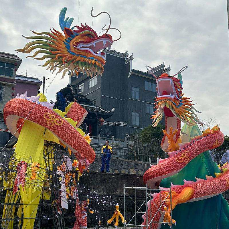 自贡彩灯户外大型龙灯传统节日灯会商场美陈餐厅室内龙头灯组手工