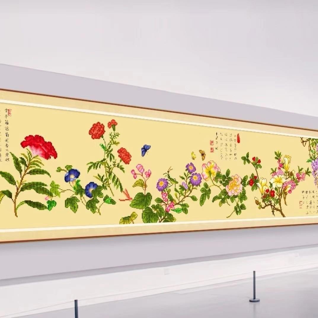 十字绣2023新款客厅大幅挂画鲜花百花图花卉刺绣自己绣非成品