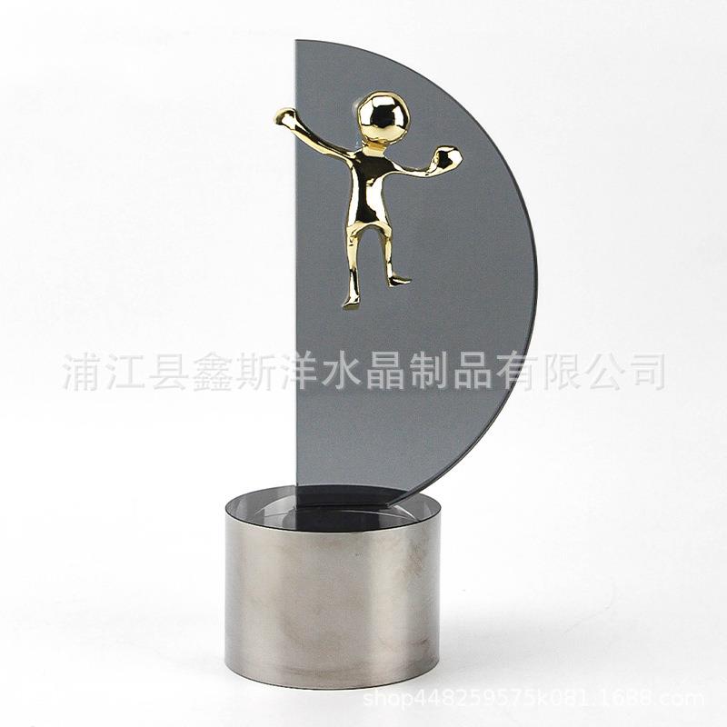 轻奢百搭船帆小金人水晶摆件名宿别墅客厅玄关桌面家居家饰装饰品