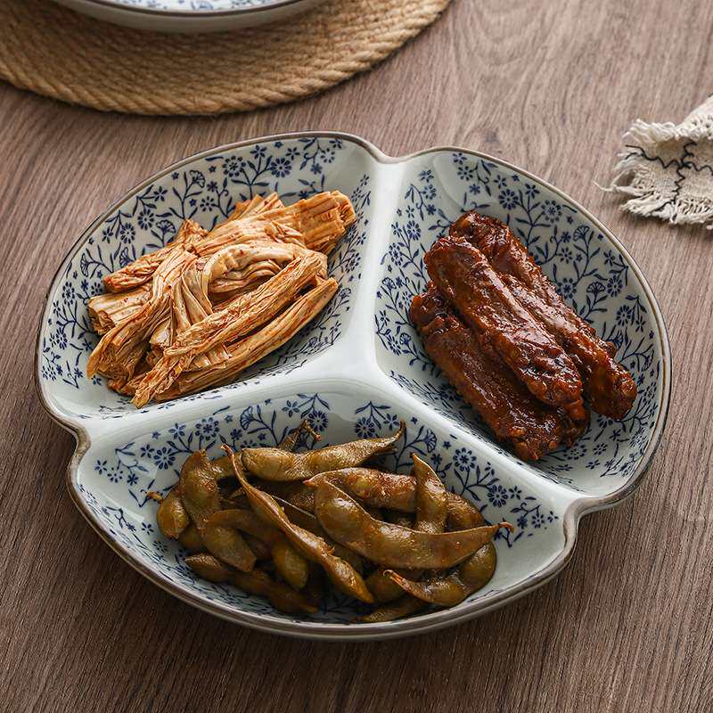 10英寸大号三格拼菜盘冷菜卤肉特色菜盘子特色餐厅陶瓷餐具商用盘