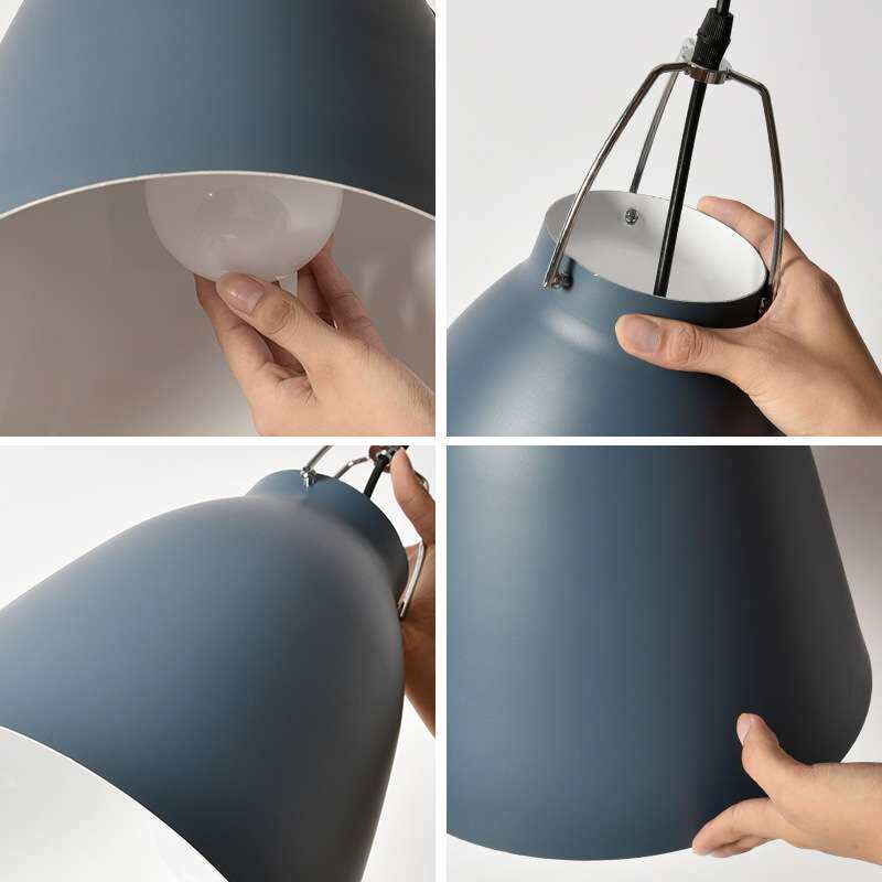 吊灯现代简约单头单个北欧办公室灯大吊罩吧台锅盖工矿灯灯罩灯具
