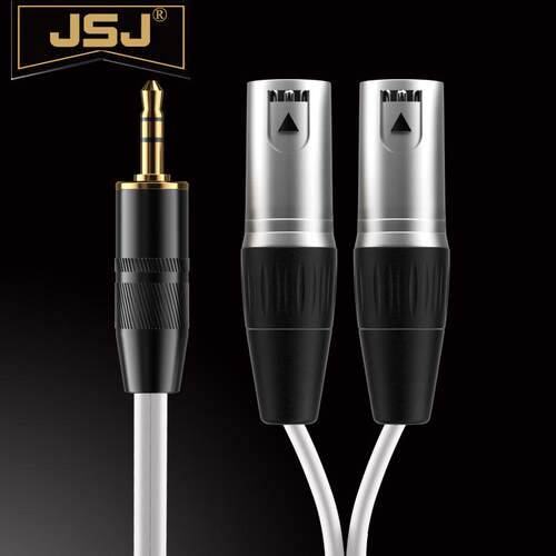 JSJ金山角 3.5转双卡侬公音频线3.5转2XLR手机电脑接调音台音响线