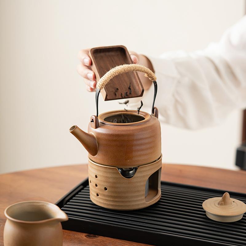 新款蜡烛加热温茶壶功夫旅行茶具套装露营煮茶便携式暖茶壶温酒壶