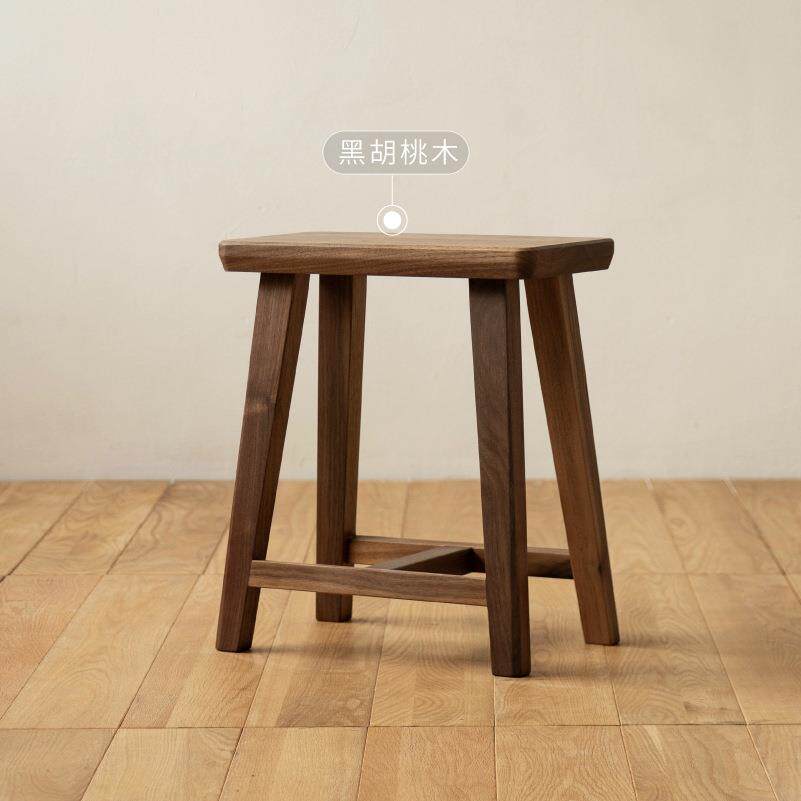 MUMO 高矮吧台凳矮凳长凳红橡木黑胡桃木实木凳 实木条凳其w&