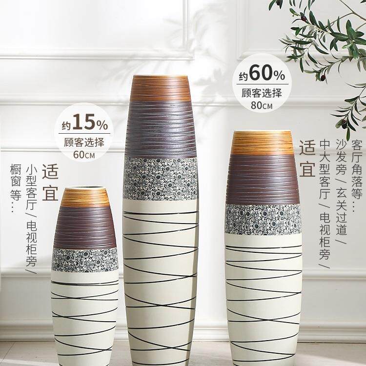 插花大花瓶客厅家居装饰品干花摆设欧式花屏摆件创意落地陶瓷花瓶
