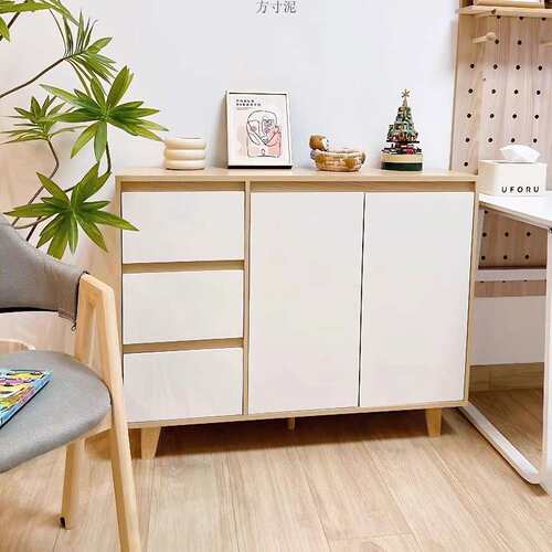 原木风餐边柜一体靠墙小柜子储物柜家用斗柜客厅收纳置物柜茶水柜