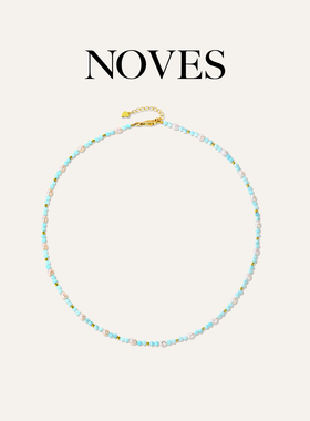 NOVES天然石串珠项链多巴胺彩色