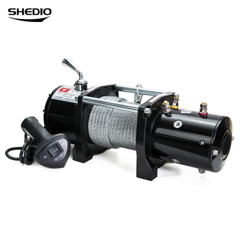 晟雕电动车载绞盘12V24V电动绞盘机2000磅越野车汽车电动绞盘