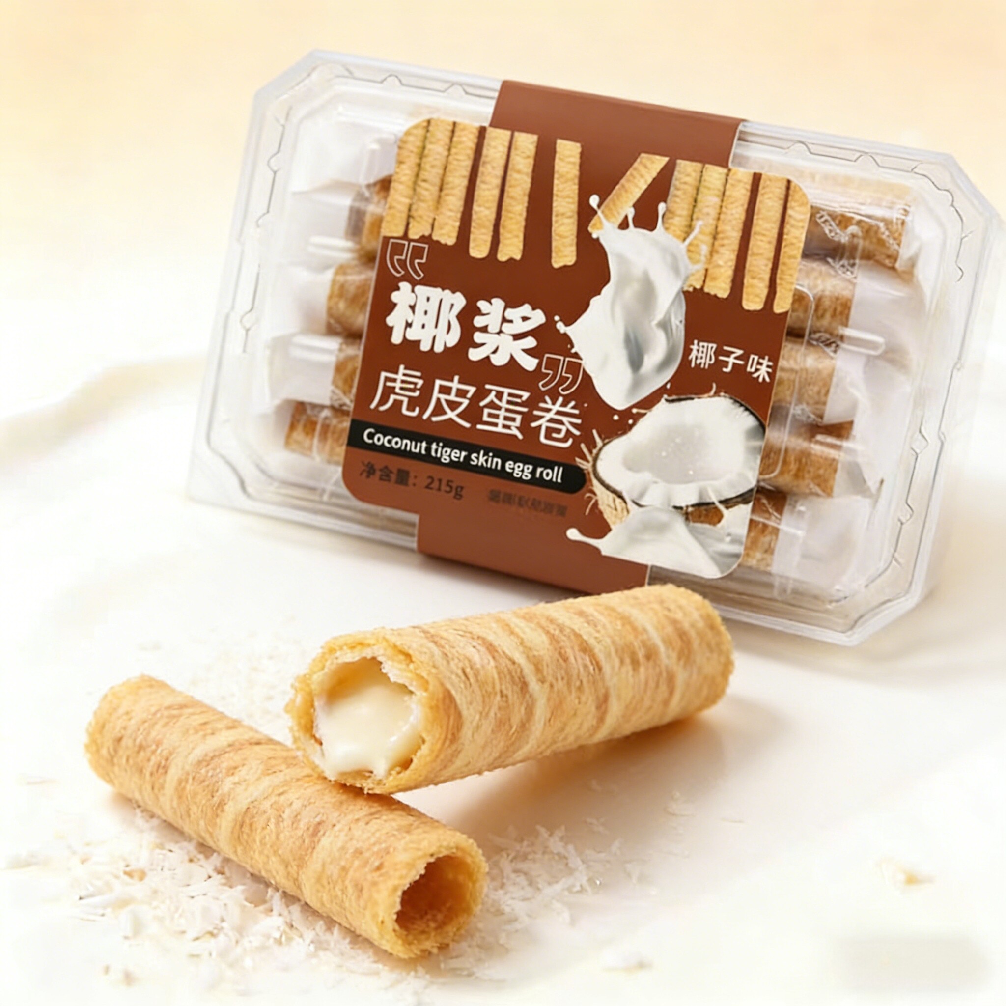 虎皮椰浆蛋卷酥休闲小零食夹心酥脆蛋卷卷心酥椰子卷蟹黄肉松蛋卷