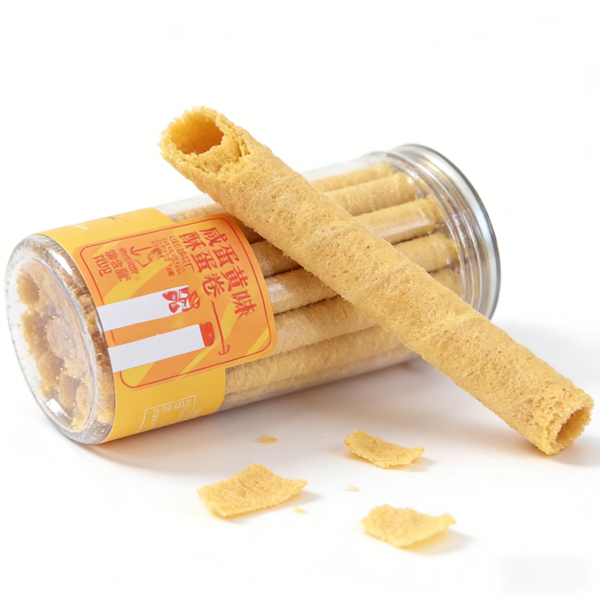 咸蛋黄小酥卷注心夹心蛋卷芝士草莓咸蛋味饼干休闲零食品罐装180g