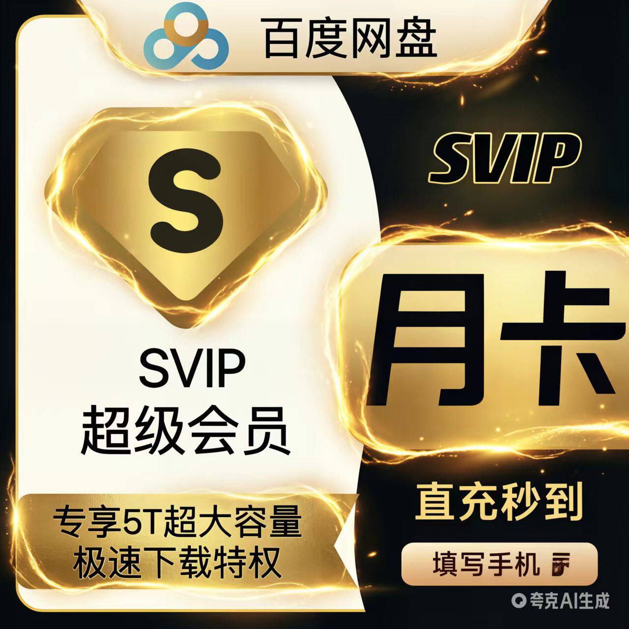 【自动发货】百度网盘超级会员svip1个月30天一个月卡2个月3个月图片