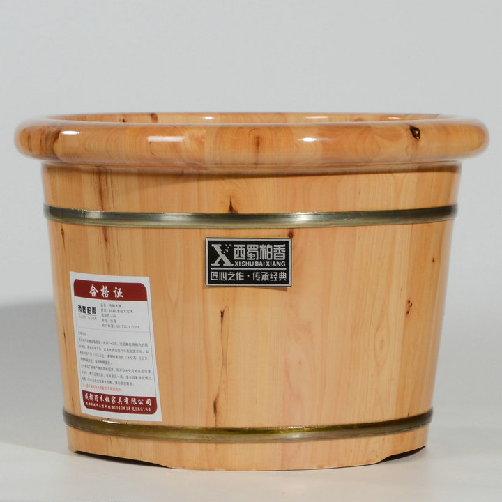 柏木足浴泡脚桶木桶家用木质小木盆保温洗脚盆按摩足疗桶神器带盖