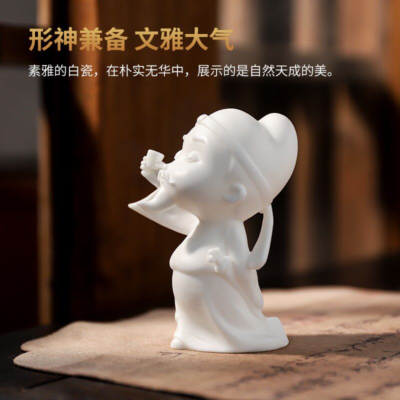 素茗诗仙李白醉酒禅意古风风流人物书房客厅景观装饰品陶瓷小摆件
