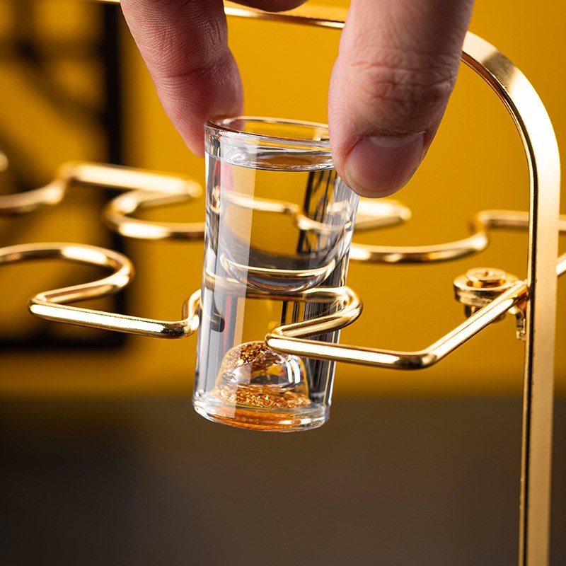 白酒玻璃杯家用杯架白酒分酒器酒杯酒具小酒杯白酒杯套装高档酒盅