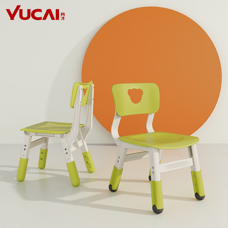 育才宝宝防滑靠背椅 儿童塑料椅子家用小板凳幼儿园加厚座椅凳子