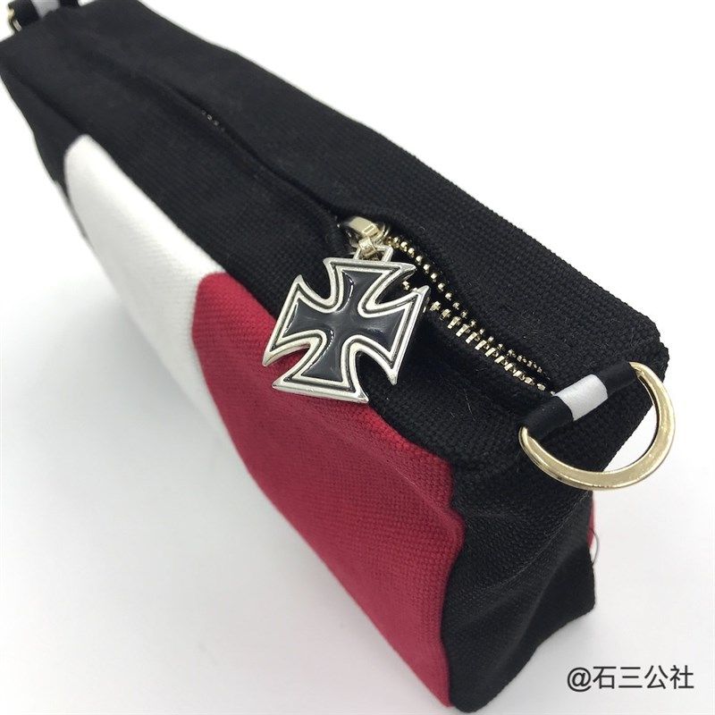 方德二笔袋 大容量 多功能 双面波兰球图案帆布文具袋