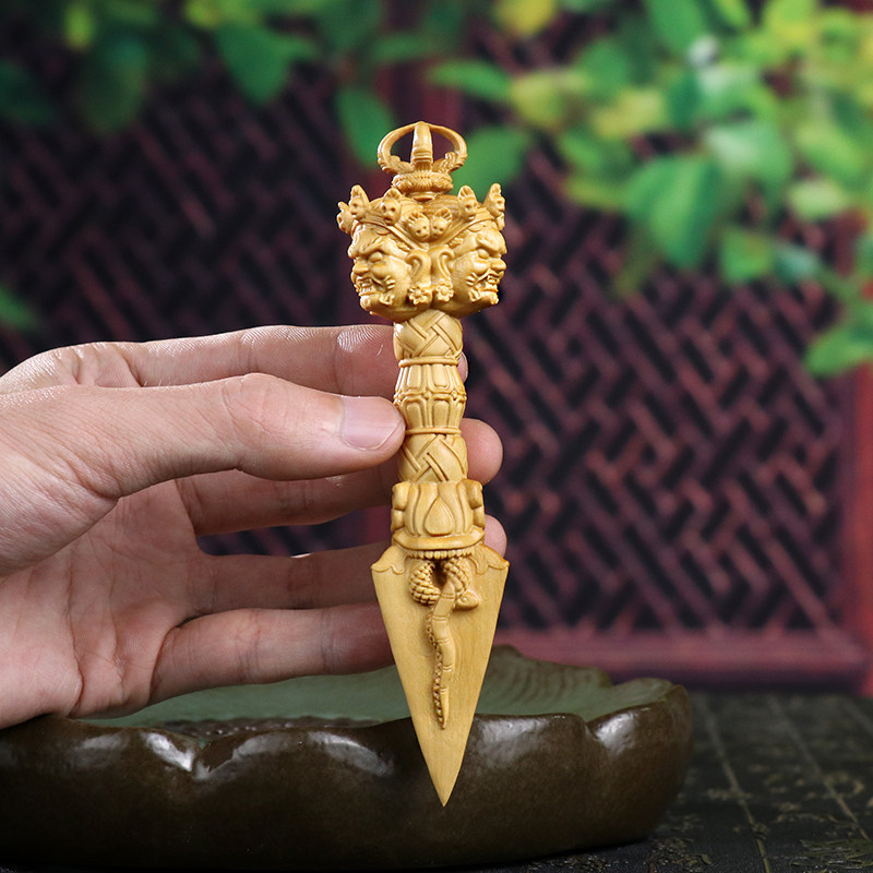 黄杨木雕实木雕刻普巴金刚杵降魔橛密宗法器摆件装饰品手把件挂件