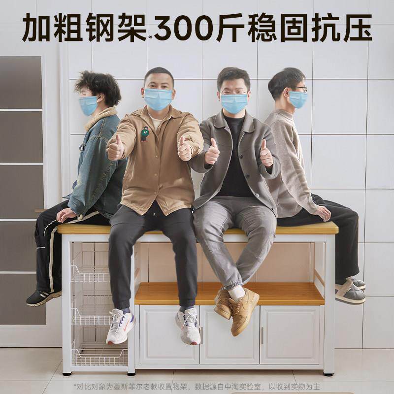 厨房置JA96层物架功能落地多多篮切菜工作台微波炉收纳层菜架餐柜