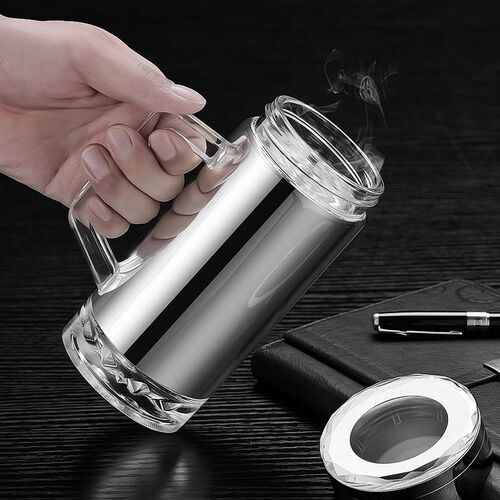 玻璃内胆保温杯大容量便携镀银水杯女中药杯子男士高档泡茶杯带把