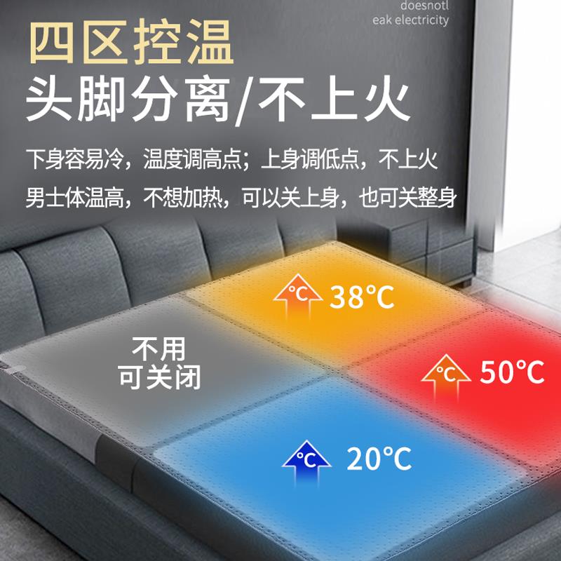电热毯单人双控温双人多四区家用电褥子不上火不口干智能除螨定时