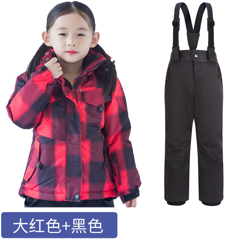 儿童滑雪服套装两件套分男童女童中大童加厚防风防水户外冲锋衣裤